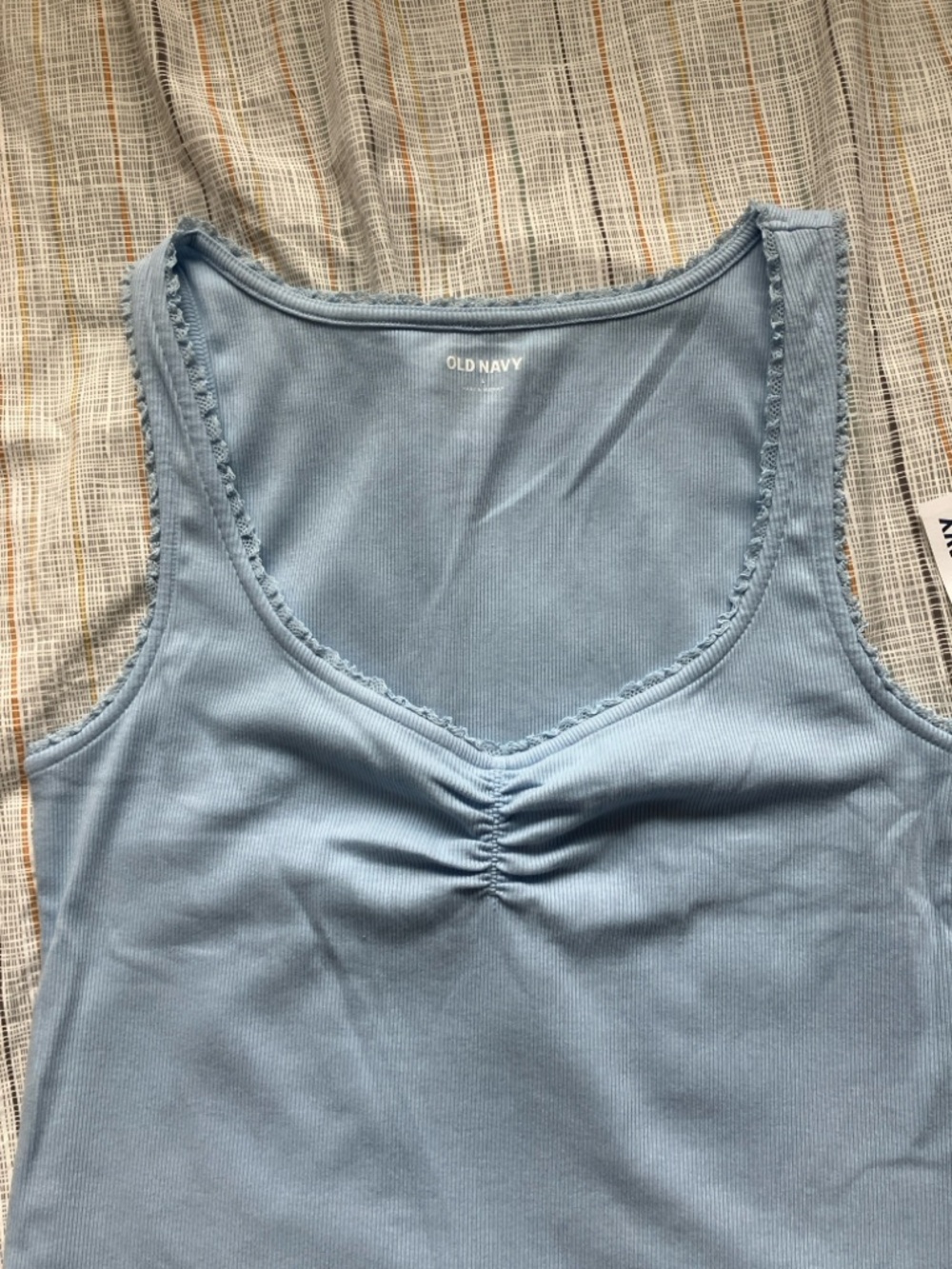 Old Navy Light Blue Ribbed Cinched-Front Tank Top size L - Picture 9 of 11